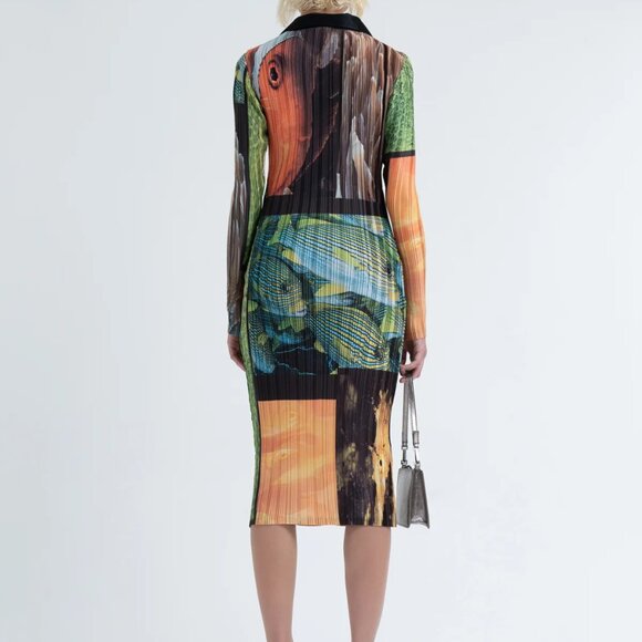 Arthur Apparel x Anthropologie Fabulous Box Pleat Shirt Dress in Fish Party 6 8 - Picture 3 of 9